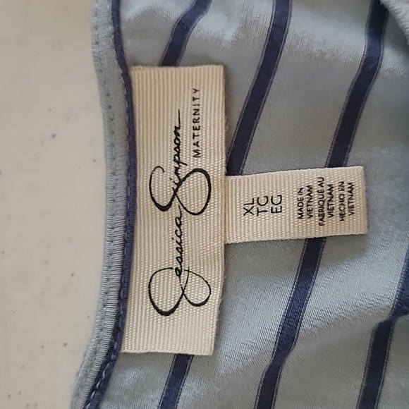 💥3for$12 Jessica Simpson Maternity Blue Striped Blouse with side Ruching sizeXL - Picture 3 of 7